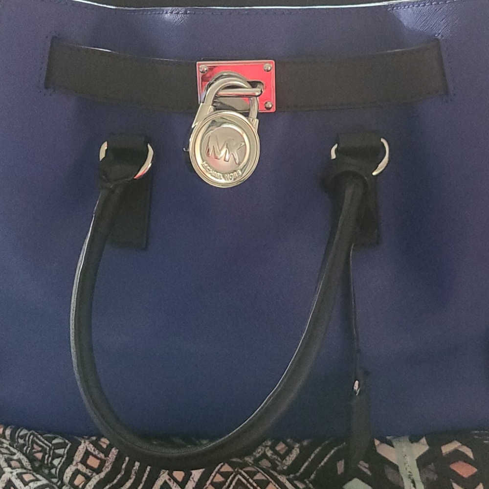 Michael Kors Navy Blue and Black Hamilton Bag